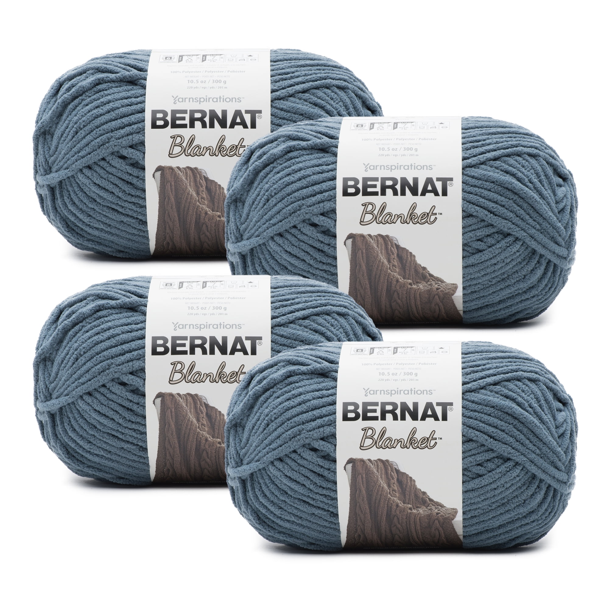 (2 pack) Bernat® Blanket™ #6 Super Bulky Polyester Yarn, Stormy Green 10.5oz/300g, 220 Yards (4 Pack)