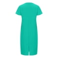 thumbnail image 5 of Kmdttou Women's Short Sleeve Loose Plain Dresses Women's Casual Fashionable Solid Color Slit Short Sleeved V-neck Dress, 5 of 6