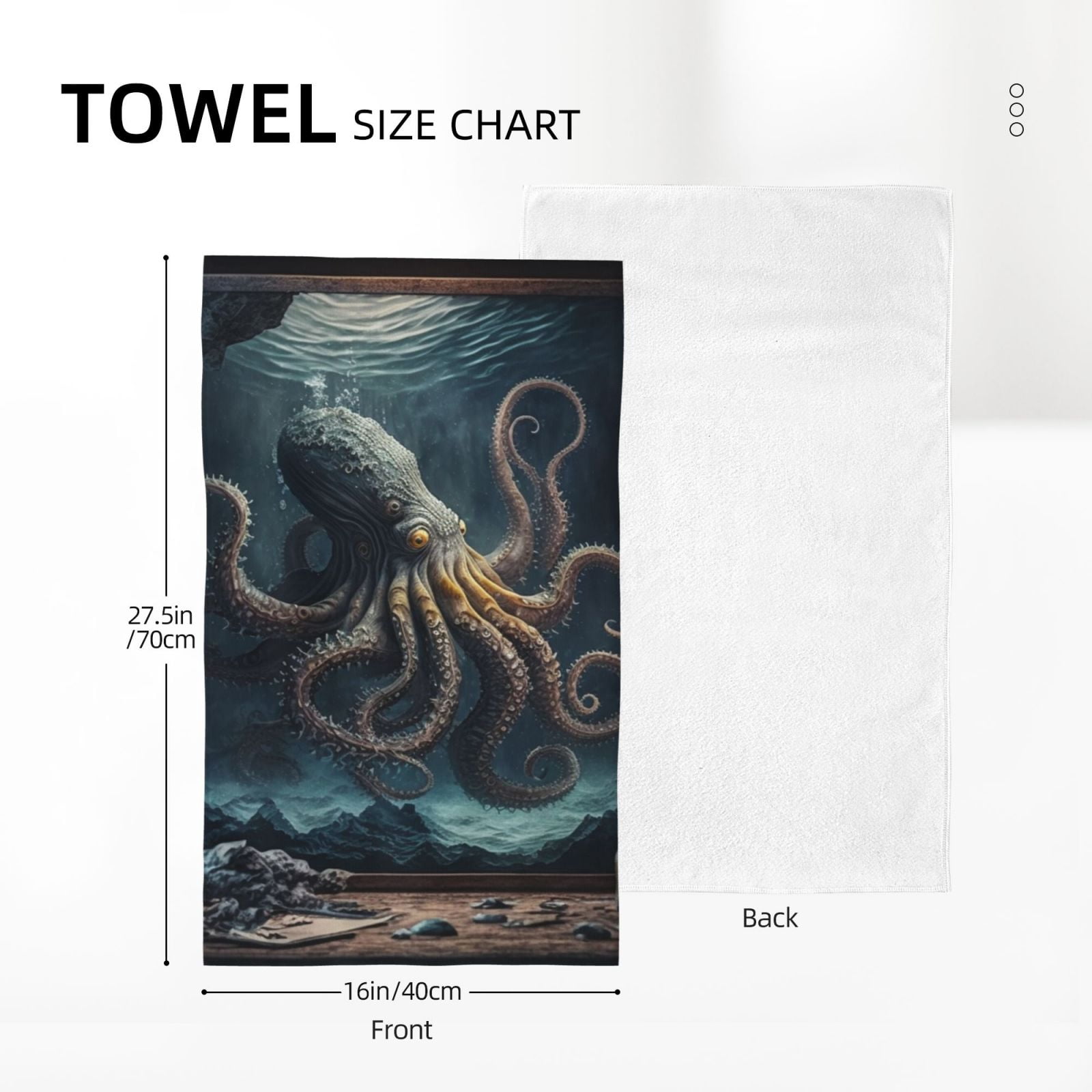 Octopus Kraken Monster Vintage Cool 27.5" x 16" Ultra Soft Hand Towel, Face Wash Cloth for Bathroom, Gym, Travel, Pool
