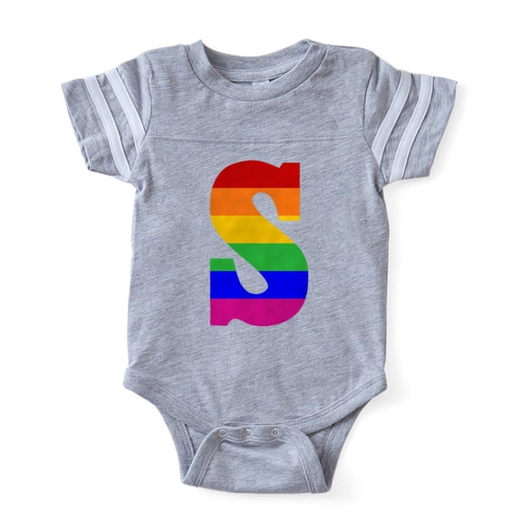CafePress - Rainbow Letter S - Cute Infant Baby Football Bodysuit