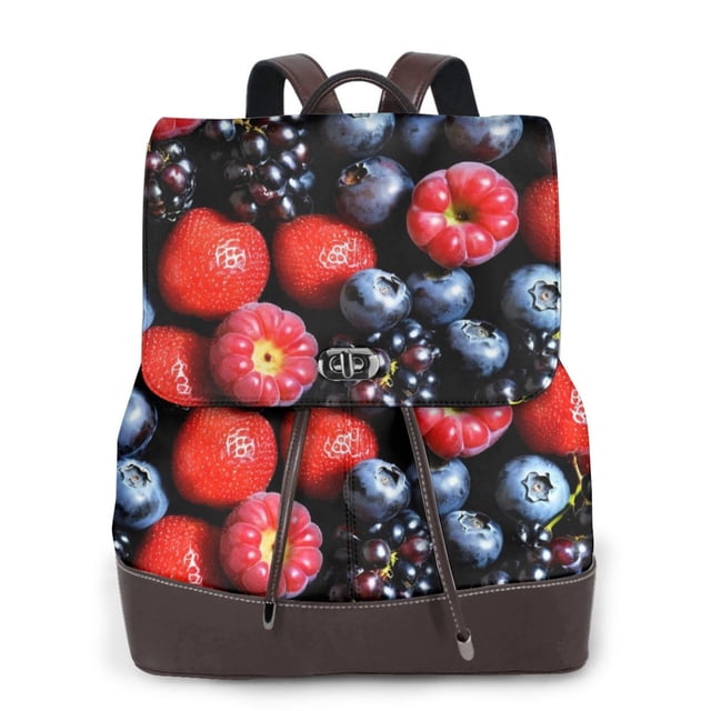 Fotbe Variety Of Fruits And Berries Mochila Bolso con Estampado para Mujer, Mochila Antirrobo de Nylon Impermeable, Bolsa Ligera de Hombro
