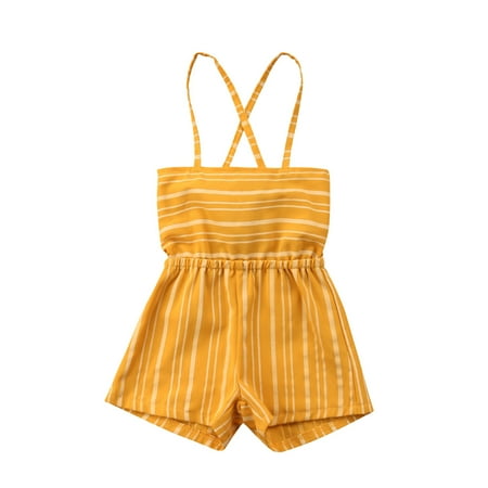 

Infant Toddler Kids Baby Girl Striped Sleeveless Romper Suspender Jumpsuit Outfits Summer Playsuit