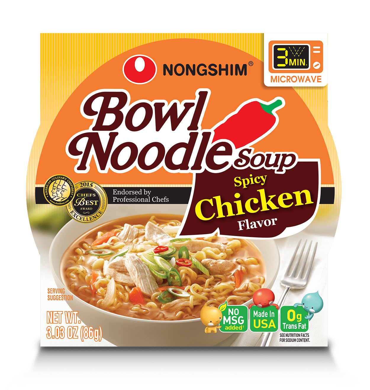 Nongshim Bowl Noodle Spicy Chicken Ramyun Ramen Noodle Soup Bowl, 3.03oz X 1 Count