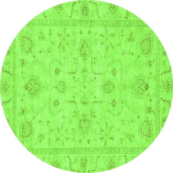 Ahgly Company Indoor Round Oriental Green Traditional Area Rugs, 4' Round