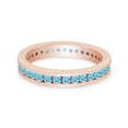 thumbnail image 3 of AFFY Round Shape Simulated Aquamarine Full Eternity Band Ring In 14K Rose Gold Over Sterling Silver, Ring Size-4.5, 3 of 6