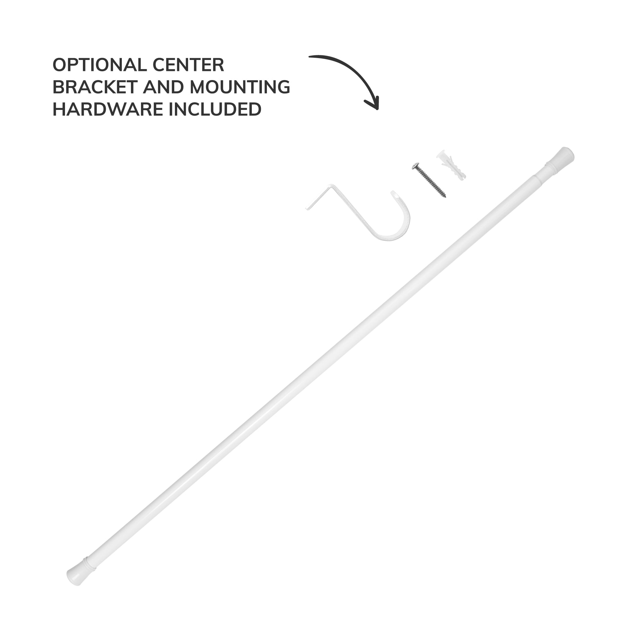 Mainstays 1" White Adjustable Tension Window Curtain Rod, 48- 84"