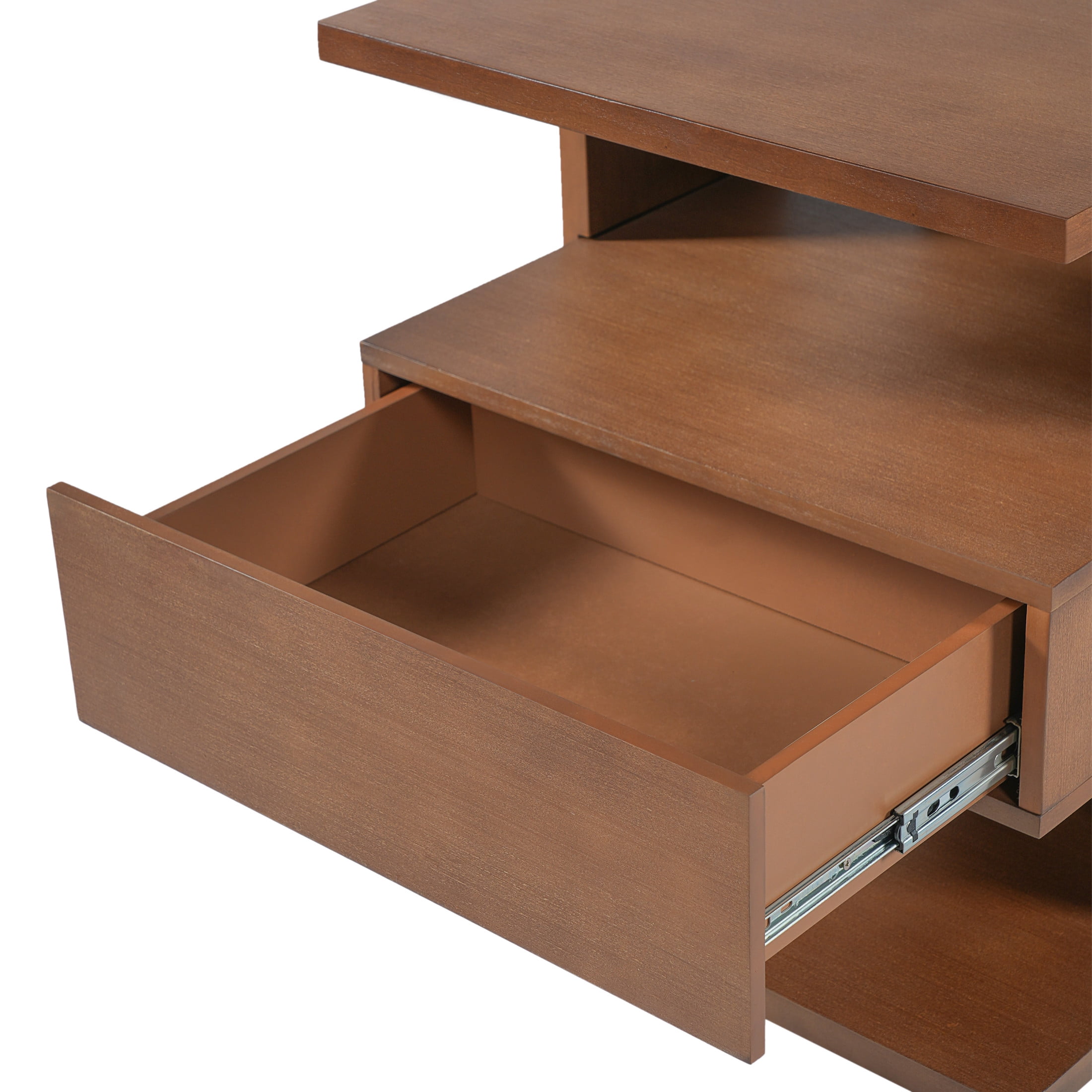 Christopher Knight Home Mid-Century Nightstand with Drawer, Unique C-Shaped Bedside Table, Brown, Set of 2