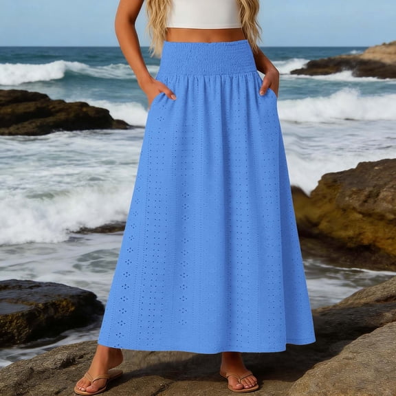 Tennis Skirts for Women Summer Elegant Everyday Skirt for Women Versatile Lightweight A-Line Midi with Breathable Comfort for Spring Wear Blue L