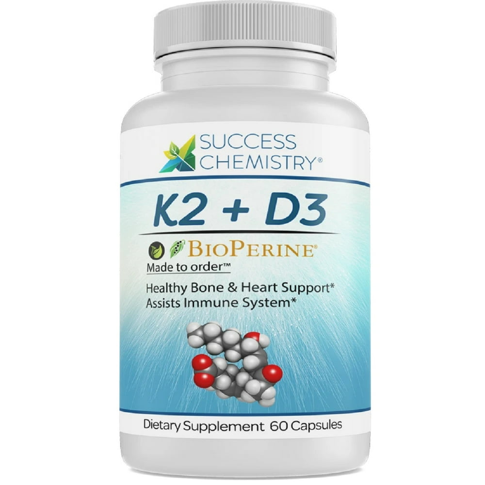 Vitamin K2+D3 Supplement with Bioperine Black Pepper K2 and D3 for