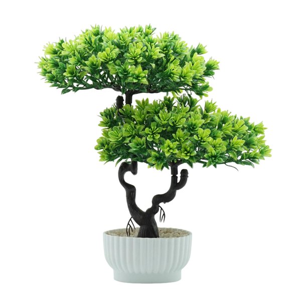 Árbol bonsái artificial, planta de escritorio, bonsái de interior con maceta, pequeña planta falsa decorativa Verde