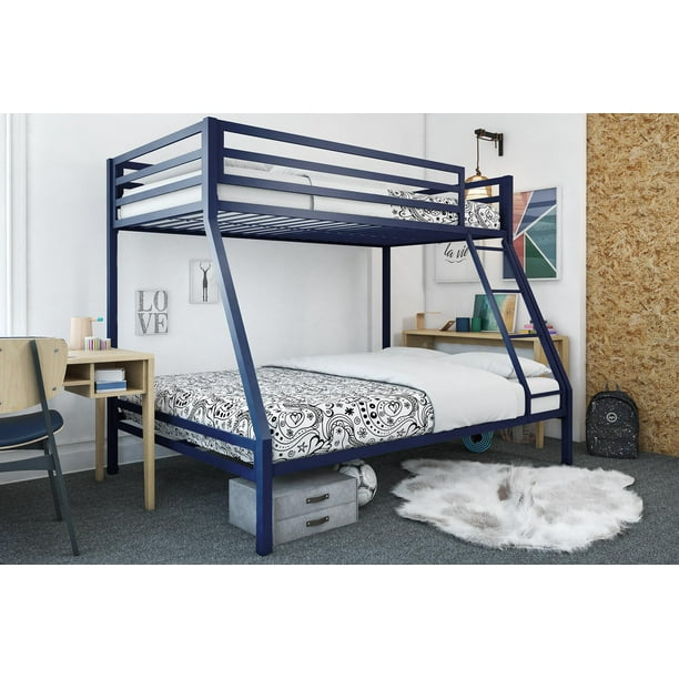 Mainstays Premium Twin over Full Metal Bunk Bed, Blue