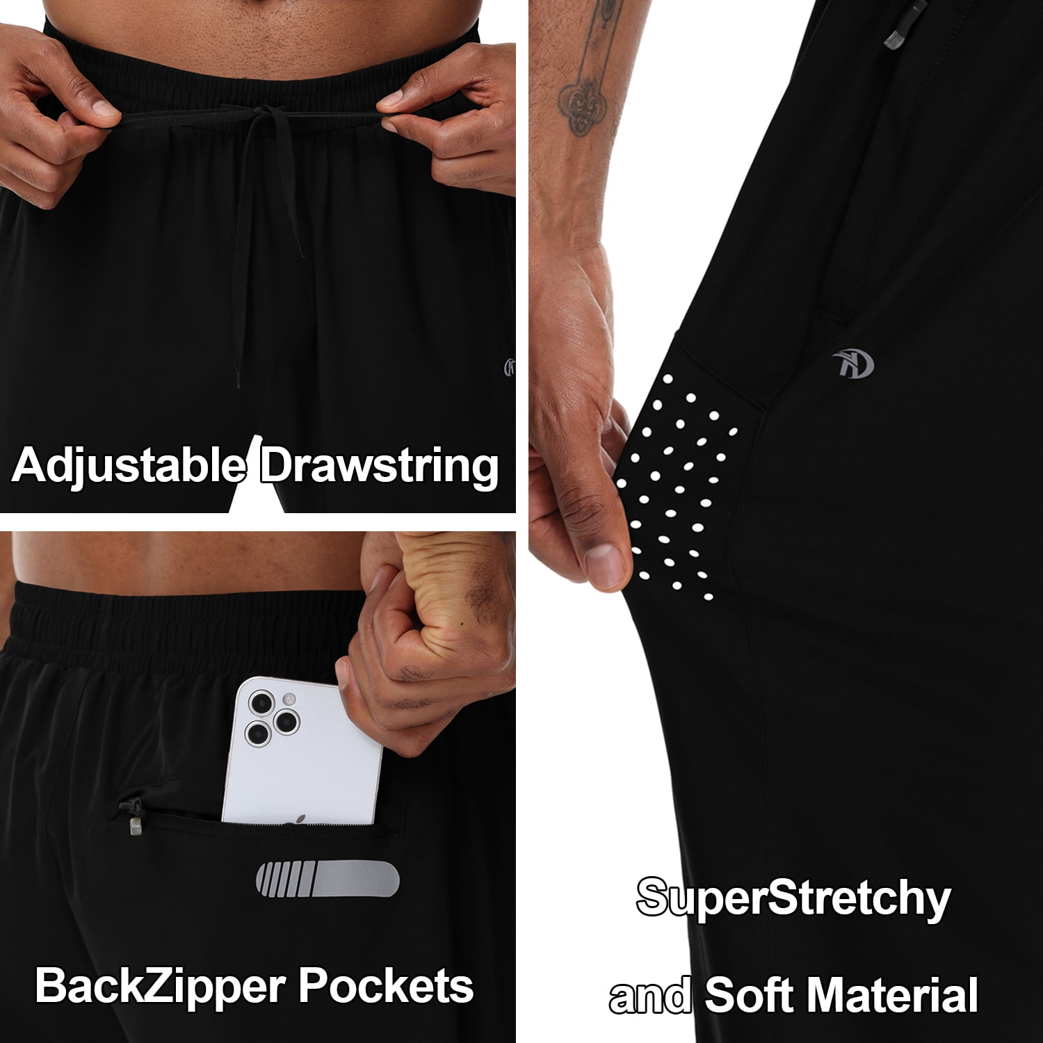 Men's Sweatpants Athletic Running Pants Lightweight Waterproof Workout Joggers Quick Dry Gym Active Sports Track Training