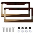 thumbnail image 2 of 2Packs License Plate Frames with Brown Abstract Color Block Pattern Includes Screws & Caps Full Accessories Included Size 6.3x12.2inch(16x31cm), 2 of 8