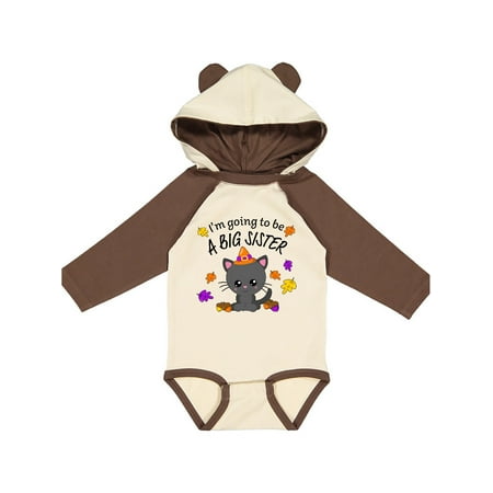 

Inktastic I m Going to be a Big Sister- cute Halloween cat Gift Baby Girl Long Sleeve Bodysuit