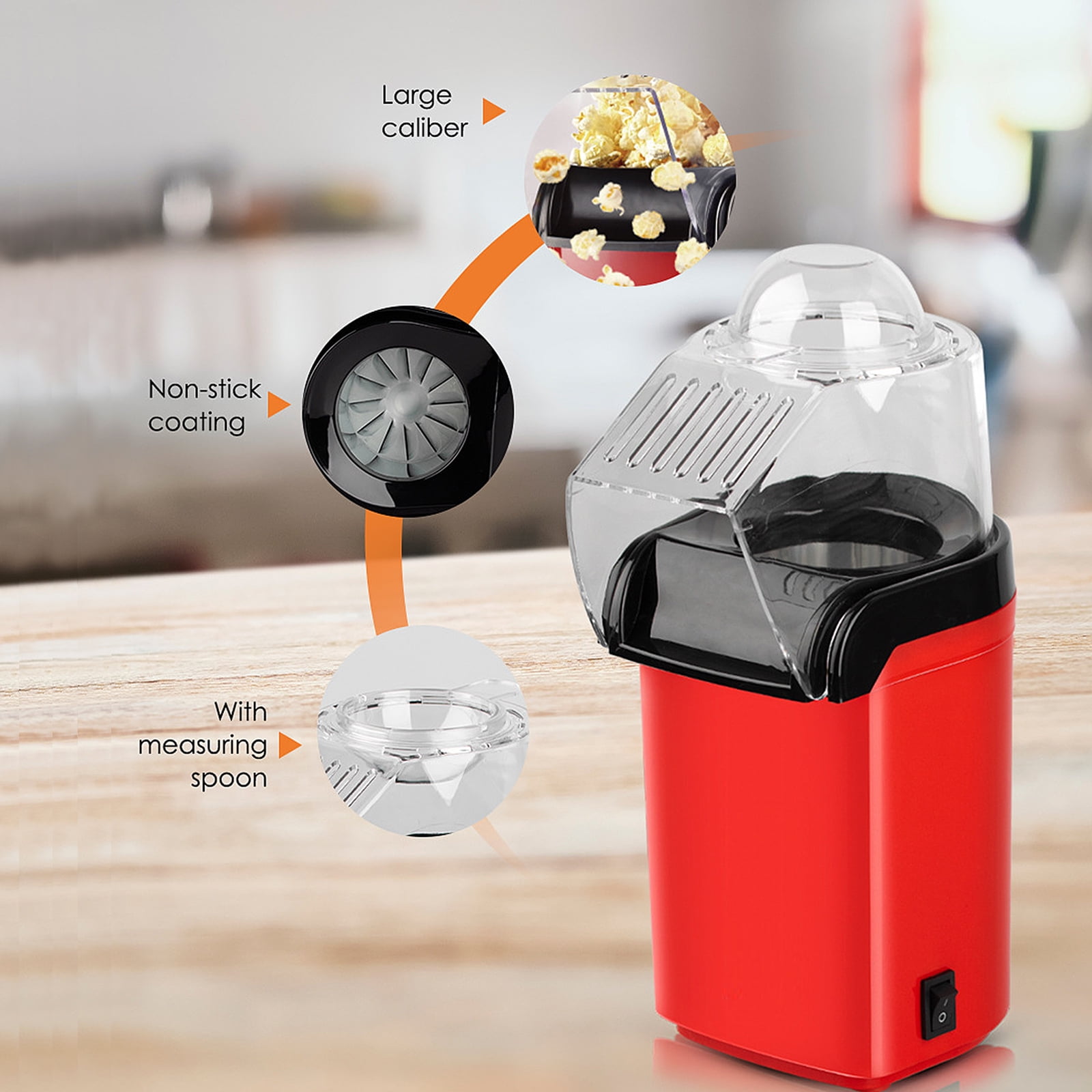 1200W Mini Home Popcorn Machine Plug-In Hot-Air Oil-Free Popcorn Machine  Popcorn Makers for Home Kitchen Party Travel US EU Plug