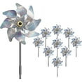 thumbnail image 1 of Decoración de césped para jardín brillante, molinetes reflectantes para destellos de luz brillantes que ahuyentan a los pájaros, 10 piezas de molinetes irrompibles y resistentes a la intemperie para, 1 of 8