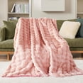thumbnail image 4 of SHANNA Soft Warm Rabbit Plush Fleece Blankets Thick 1000 GSM Throws for Sofa, Large Fluffy Versatile Blanket Bed Throw for Bedroom, Couch, Pink, 40"L x 63"W, 4 of 11