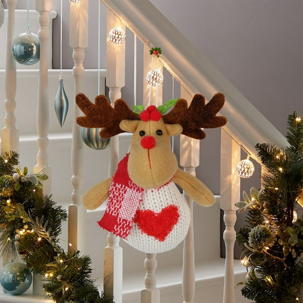 pstuiky Adornos navideños de ciervo colgante navideño de ciervo nevado adornos navideños con ambiente flocado decoraciones navideñas de reno para mesa.