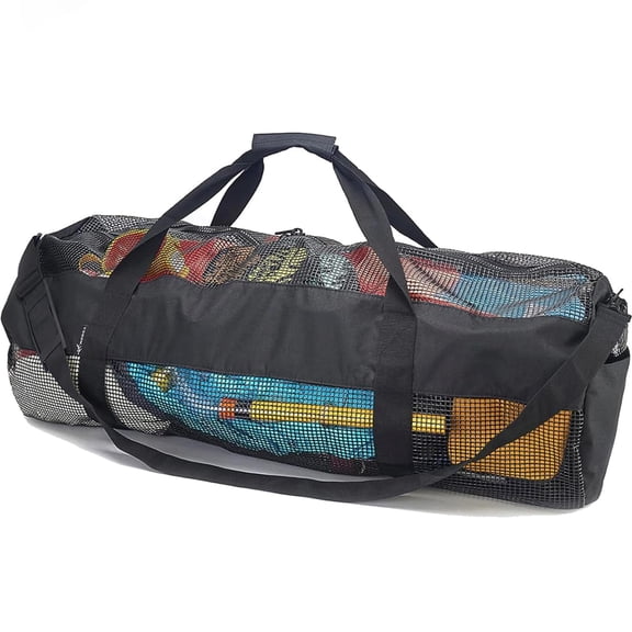 GOGHOST Mesh Dive Bag for Scuba or Snorkeling-Extra Large Beach Bags and Mesh Travel Duffle Dry Bag with Zipper and Pockets,Oversized Beach Duffle Bag Ideal for Your Pool Trip