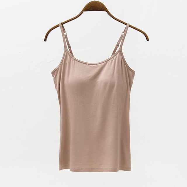 Meichang Débardeurs pour Femmes avec Soutien-Gorge Intégré Bretelles Spaghetti Réglables Camisole Basique Coupe Ample Décontractée
