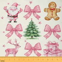 Castle Fairy Santa Claus Girl Fabric by the Yard 1 Yard,Christmas Tree Home Decor Fabric by the Yard,Pink Bowknot Room Decor Fabric by the Yard,Ultra Soft Home Decor