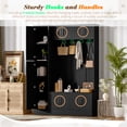 thumbnail image 4 of Euroco 79'' Tall Modern Hall Tree with Shoe Storage, 4-in-1 Entryway Bench with 6 Cabinets, 4 Coat Hooks & Adjustable Shelf for Hallway, living room, Black, 4 of 9