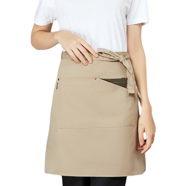Dinheiro Delantal de servidor con bolsillos Delantal de cintura para uniforme de café de trabajo, para bolígrafos, cuadernos, pajitas, puntas