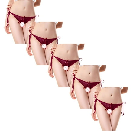 

Womens Underwear Brief Low Waist Large Size Lace Banding Panties5PC