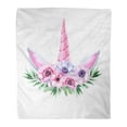 thumbnail image 1 of ASHLEIGH Flannel Throw Blanket Watercolor Head of Unicorn Floral Wreath on Princess Rainbow Cartoon Pony Horse 50x60 Inch Lightweight Cozy Plush Fluffy Warm Fuzzy Soft, 1 of 4