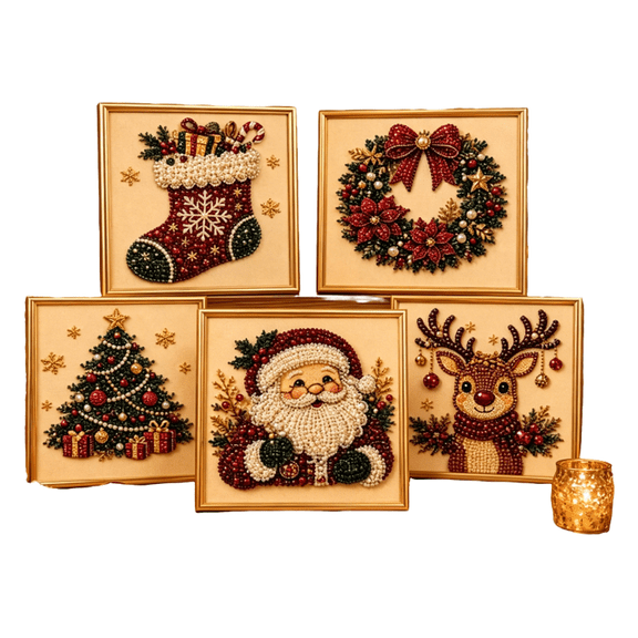 DIY Christmas Pearl Diamond Painting Art Kit, Christmas Pearl Art Kits for Adults & Beginner, 3D Diamond Art for Home Wall Decor C