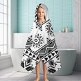 thumbnail image 6 of Black Geometric Striped Pattern Hooded Bath Towel，60"x35" for Ages 3 To 12 Kids, Quick Dry Lightweight Soft Microfiber Hood Beach Towel Cover Up for Kids, 6 of 7
