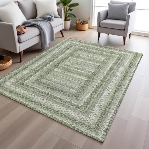 Addison Rugs Chantille Indoor/Outdoor Transitional Geometric Aloe Machine Washable Rectangle Rug, 10' x 14'