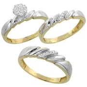 10k yellow gold diamond trio engagement wedding ring set for him and her 3 piece - Gold Wedding Rings For Her 10k yellow gold diamond trio engagement wedding ring set for him and her 3 piece - Gold Wedding Rings For Her