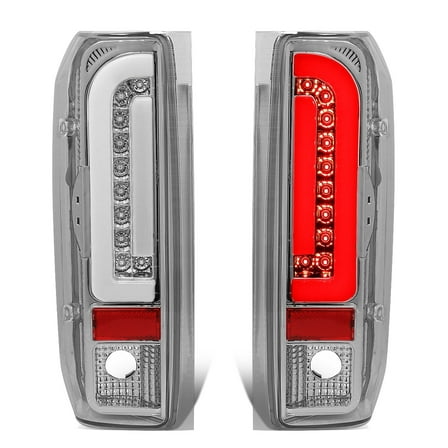DNA Motoring For 90-97 Ford F150 F250 F350 Super Duty Bronco LED Chrome Tail Light Pair