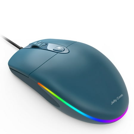Jelly Comb Wired Mouse, Optical Gaming Mice with Silent Clicking and RGB Backlight for PC Computer Laptop, 1600 DPI