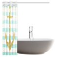 thumbnail image 2 of MYPOP Golden Glitter Anchor Shower Curtain, Nordic Marine Golden Anchor with Blue Stripes Nautical Design Fabric Bathroom Decor Set with Hooks, 66 X 72 Inches, 2 of 2