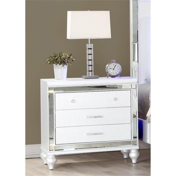 Pemberley Row Solid   Manufactured Wood White Nightstand Rectangular Spacious Drawers 17" x 28" x 26.3" Assembled