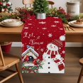 thumbnail image 2 of Red Snowman Christmas Dresser Scarf Farmhouse, Dining Table Decorations for Wedding/Parties, Xmas Snowflake Birds Berry Winter Table Runner 72 Inches Long for Kitchen Dining, 13 x 72 In, 2 of 9