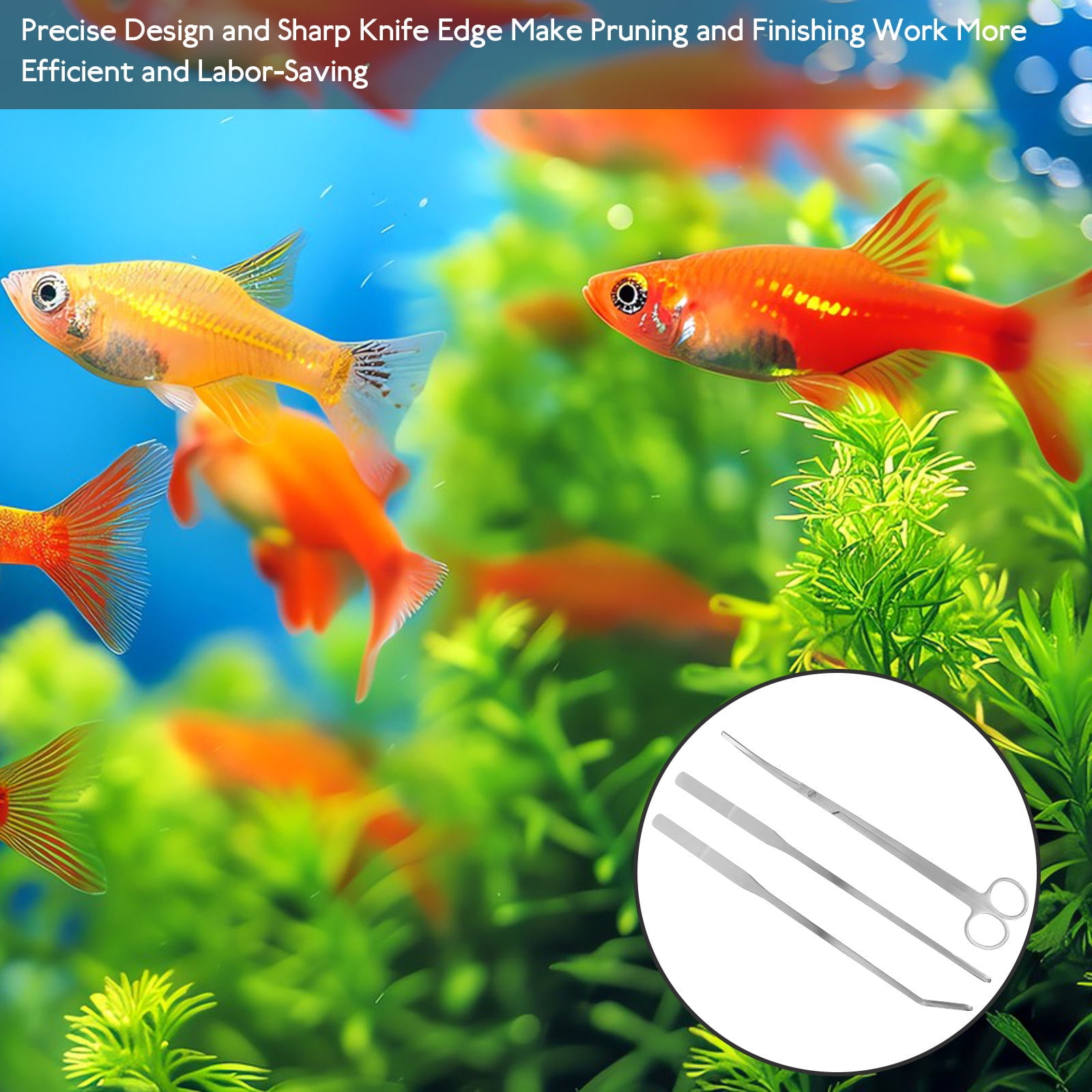 LOLIPPYY 1Set Portable Aquarium Plant Trimming Kit with Rust Resistant Stainless Steel Tools