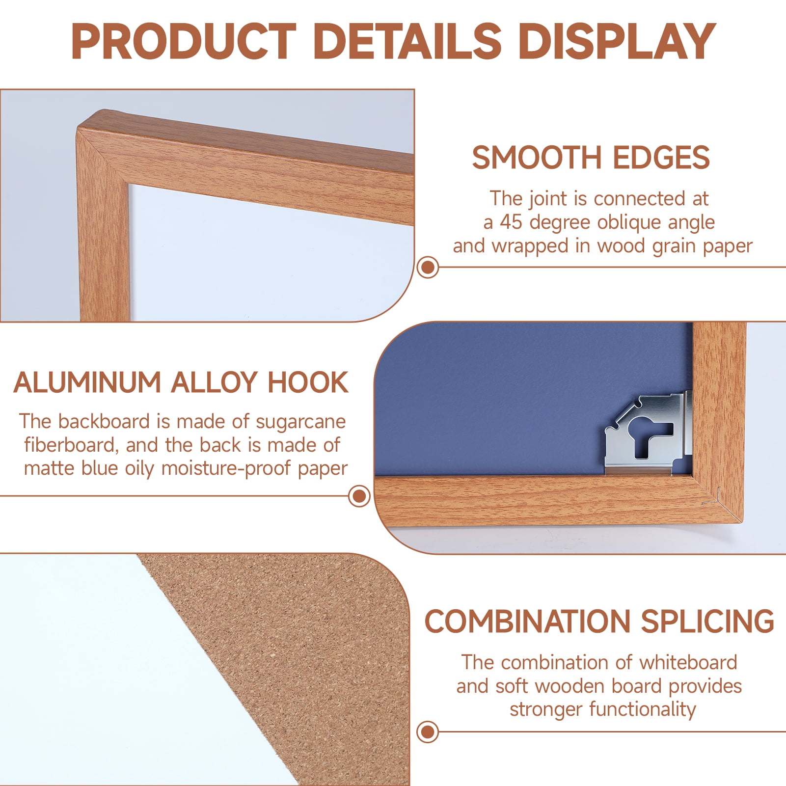 SHUO Y - Dry-Erase Cork Board Combo, Magnetic Whiteboard And Bulletin Board Combination, Wooden Frame Vision Board with Markers Push Pins for Office Home School