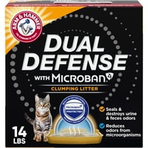 ARM & HAMMER Dual Defense with Microban Clumping Cat Litter, Antimicrobial Product Protection*, Odor Control for Multi-Cat Households, 14 Lbs