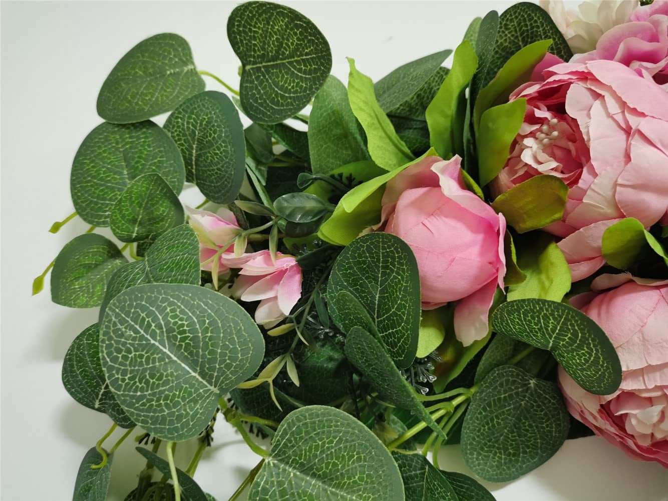 HAOSHICS Artificial Floral Peony Swag Fake Silk Flowers Swag Colorful Mixed Spring Floral Swag with Rose for Wedding Arch Table Centrepiece Hanging Home Mirror Wall Decor (Rose Red)
