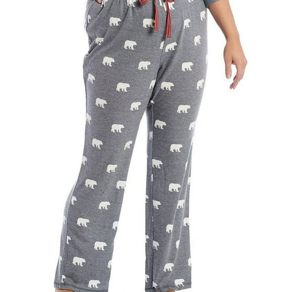 P.J. Salvage Womens Polar Bear Pajama Jogger Pants, Grey, XX-Large