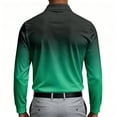 thumbnail image 4 of Mens Collared Long Sleeve Polo Shirt Gradient Ombre Print Three Button Placket Casual Athletic Top, 4 of 4