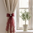 thumbnail image 6 of Lace Bow Curtain Tiebacks, Silky Ribbon Bowknot Curtain Holdbacks for Sheer Curtains, Decorative Curtain Accessories for Bedroom Living Room Wedding Decor (2 Pack, Deep Purple), 6 of 7