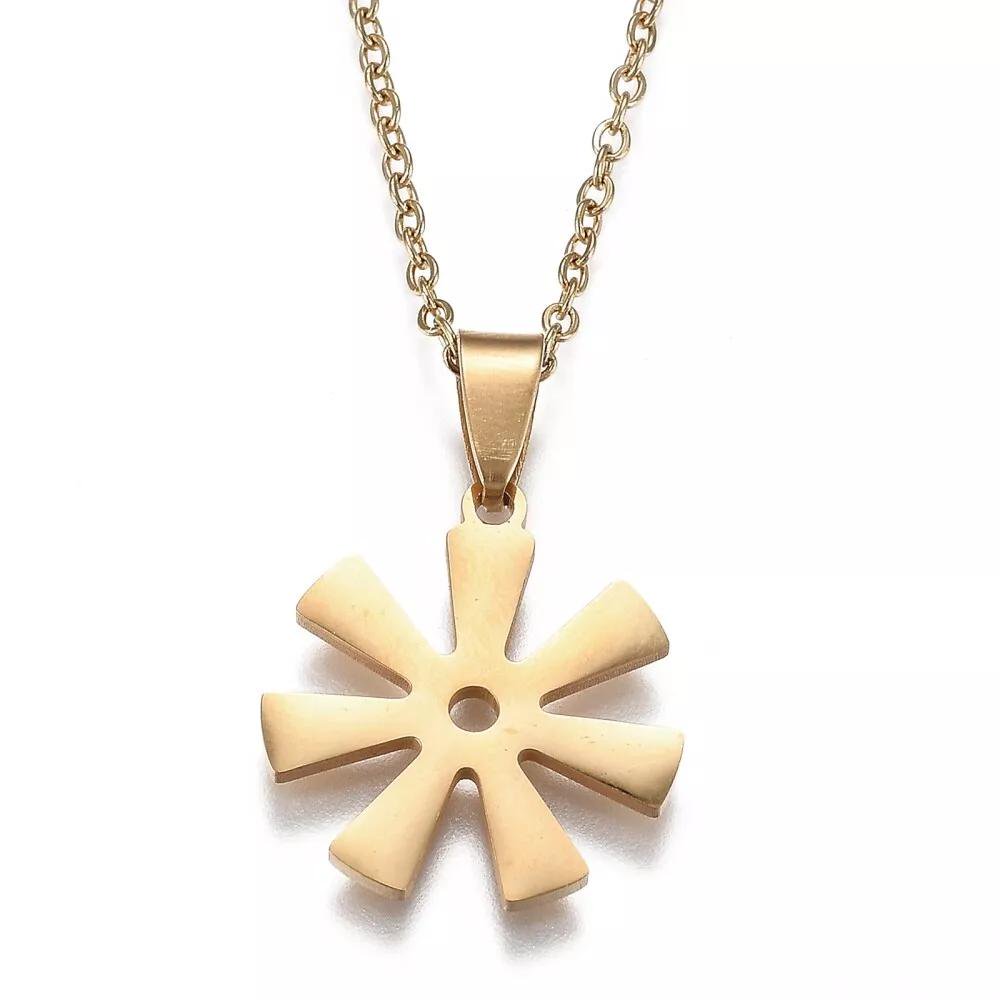 Stainless Steel Cross and Star Pendant Necklace Lobster Clasp Adinkra Gye Nyame Gold 20 Inch Z481