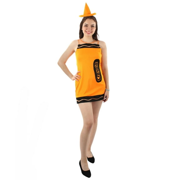 HPO| Adult Women's Crayon Costume Bundle| Orange Color Options| Non-flammable Synthetic Fabric -Size-XL