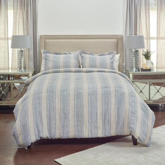 Rizzy Home Stripe Mackie 20" x 36" Natural/Blue Linen King Sham