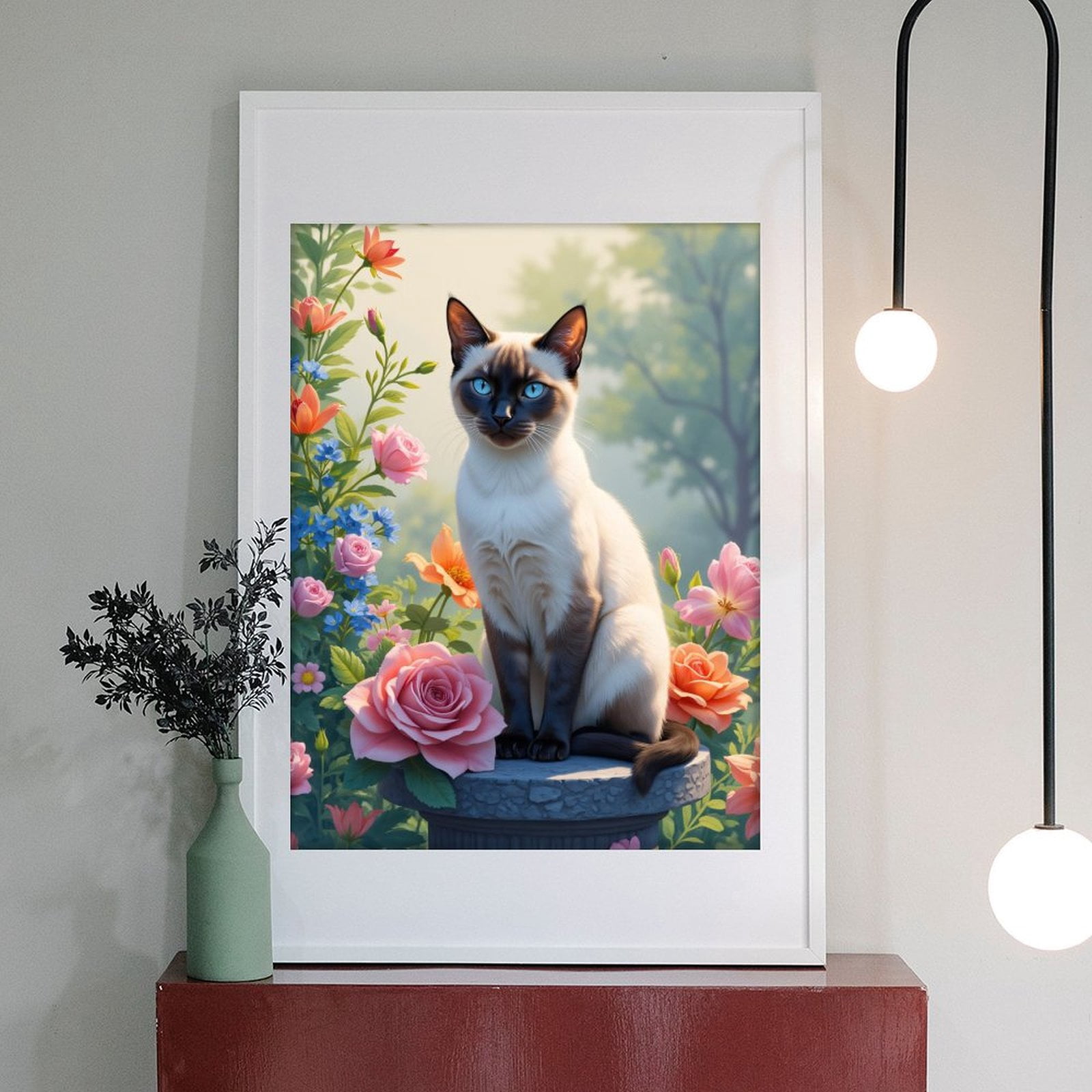 Diamond Art Kit for Adults, Siamese Cat Among Blossoms Diamond Painting for Adults Beginners, DIY Diamond Art Painting Kits, 5D Diamond Painting Crafts for Home Decor 12x16 Frameless