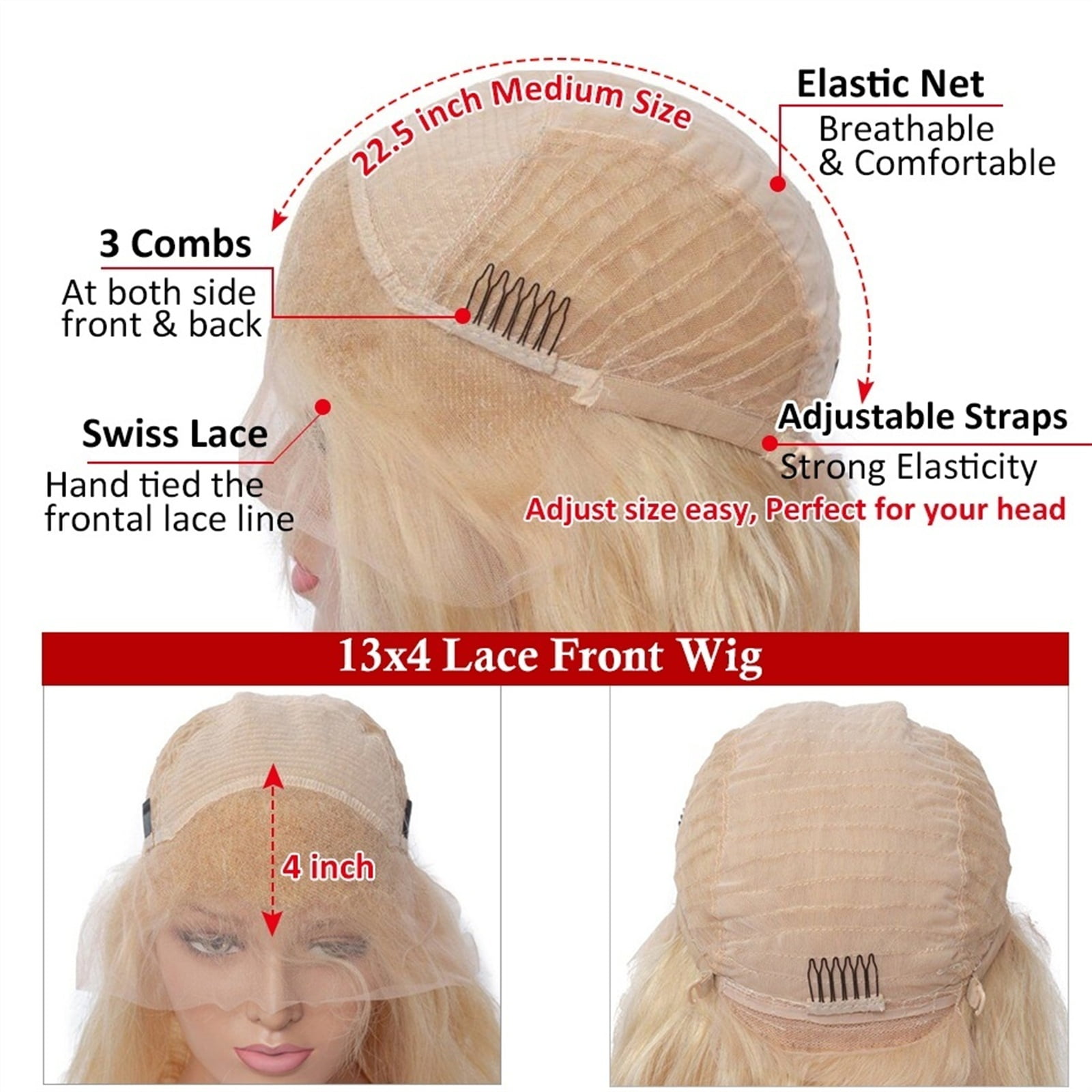 13x4 Ombre Blonde Short Bob Wigs for Women Remy Human Hair 150% Density Blonde Lace Front Wig Peruvian Hair Pixie Cut Transparent Lace Frontal Wig